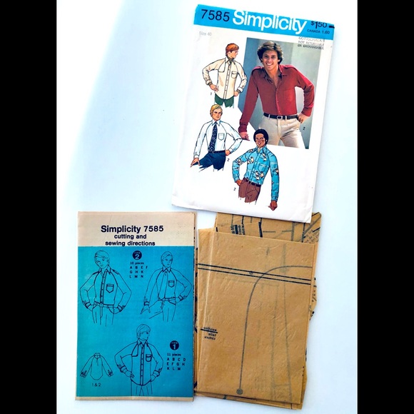 TG 70s Sewing pattern for men’s shirt size 40 chest medium - Picture 5 of 15